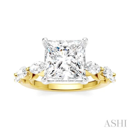 Princess Shape Semi-Mount Diamond Engagement Ring
