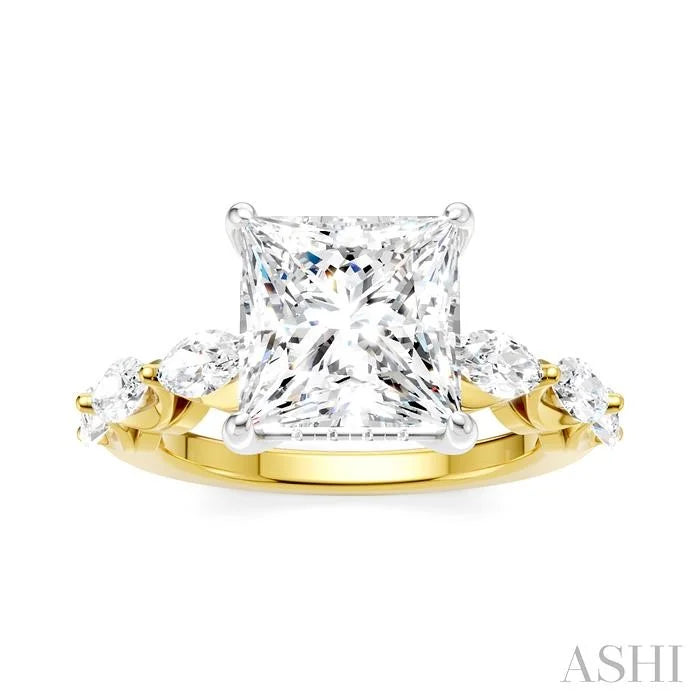 Princess Shape Semi-Mount Diamond Engagement Ring