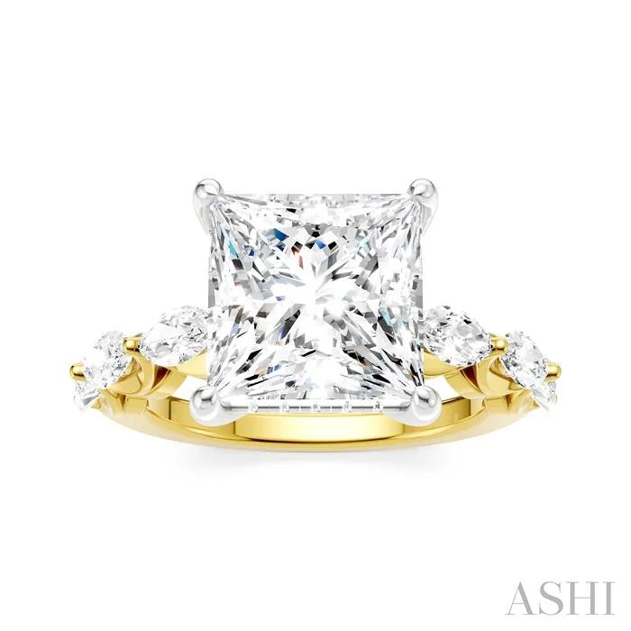 Princess Shape Semi-Mount Diamond Engagement Ring