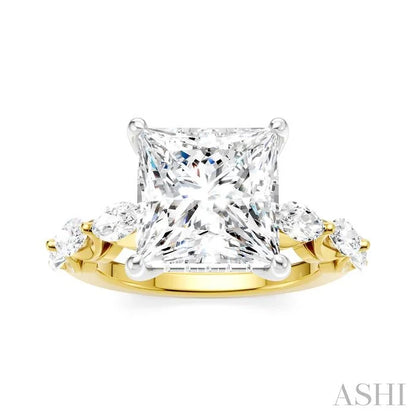 Princess Shape Semi-Mount Diamond Engagement Ring