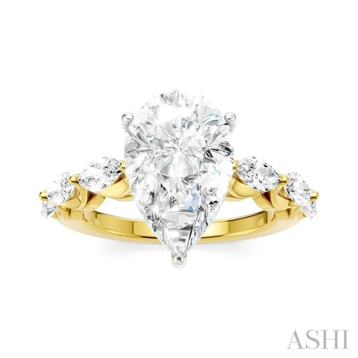 Pear Shape Semi-Mount Diamond Engagement Ring