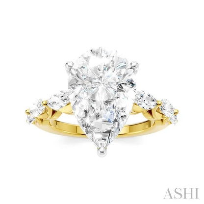 Pear Shape Semi-Mount Diamond Engagement Ring