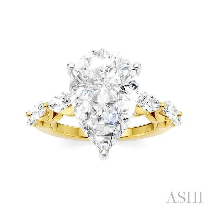 Pear Shape Semi-Mount Diamond Engagement Ring