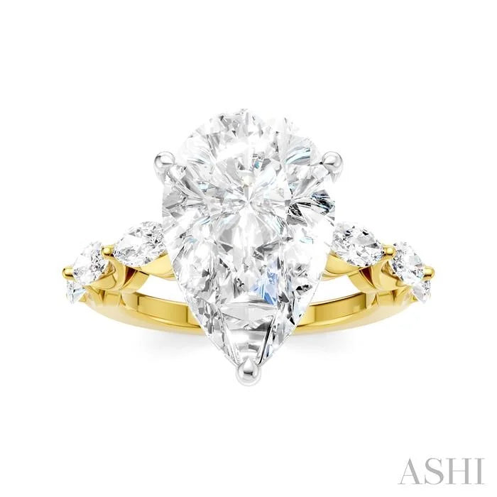 Pear Shape Semi-Mount Diamond Engagement Ring