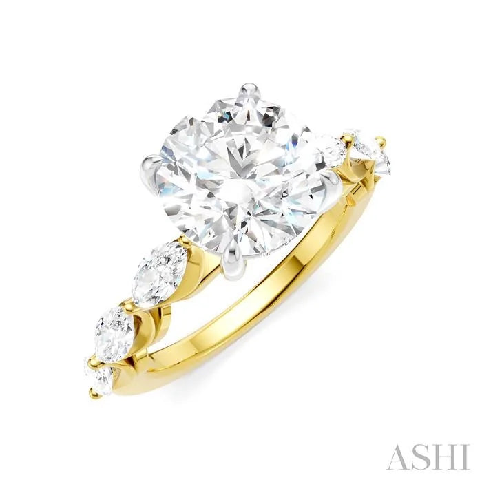 Round Shape Semi-Mount Diamond Engagement Ring