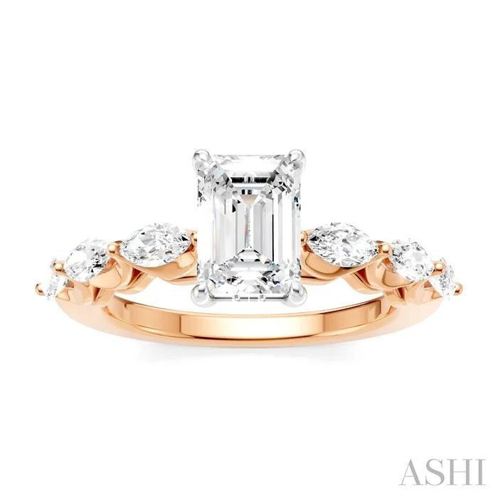 Emerald Shape Semi-Mount Diamond Engagement Ring