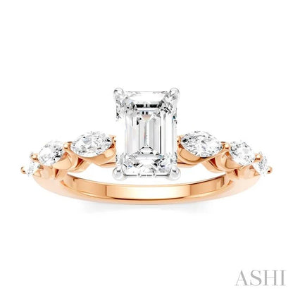 Emerald Shape Semi-Mount Diamond Engagement Ring