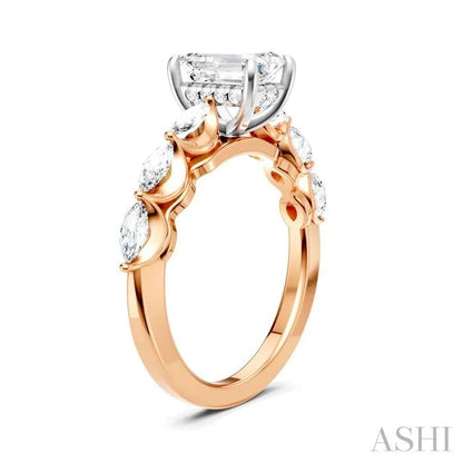 Emerald Shape Semi-Mount Diamond Engagement Ring