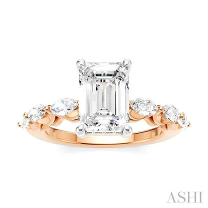 Emerald Shape Semi-Mount Diamond Engagement Ring