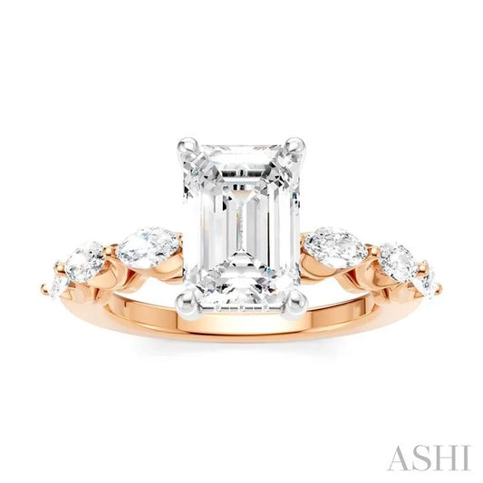 Emerald Shape Semi-Mount Diamond Engagement Ring