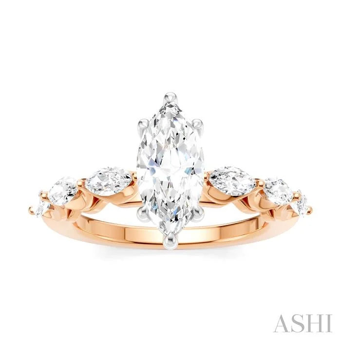 Marquise Shape Semi-Mount Diamond Engagement Ring