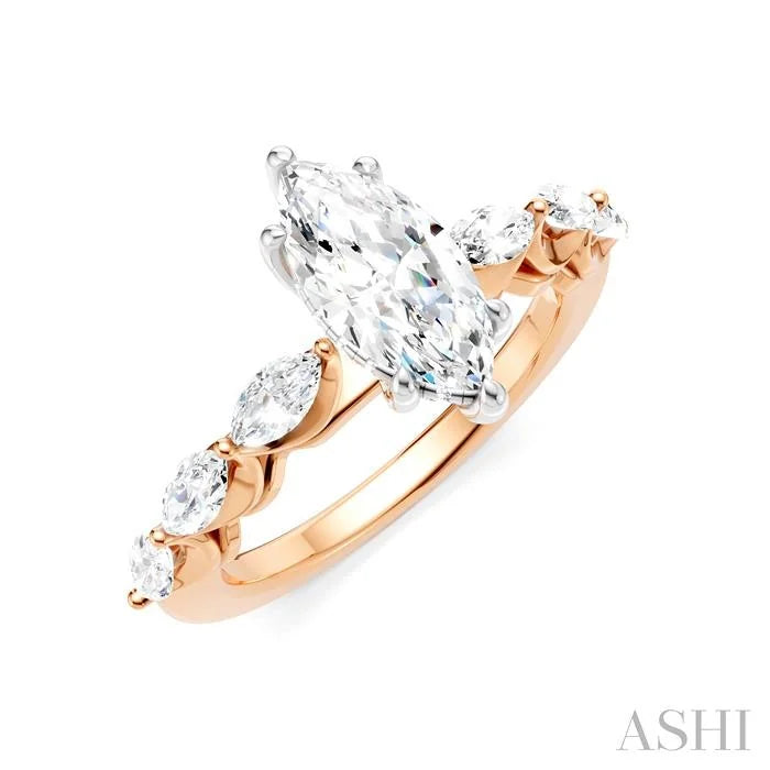 Marquise Shape Semi-Mount Diamond Engagement Ring