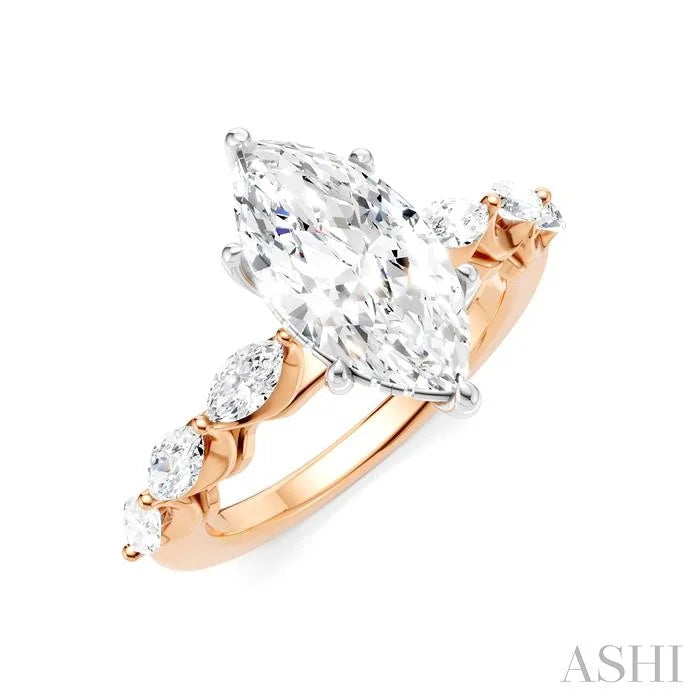 Marquise Shape Semi-Mount Diamond Engagement Ring