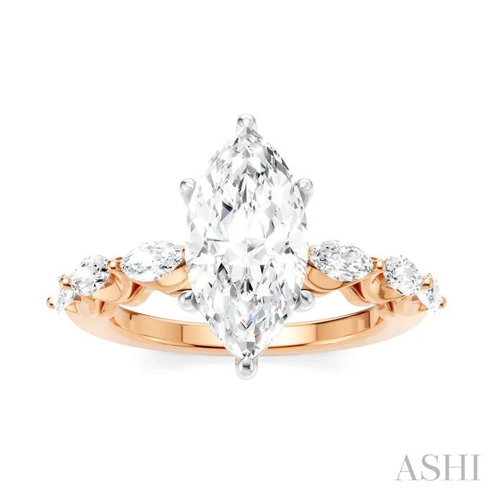 Marquise Shape Semi-Mount Diamond Engagement Ring