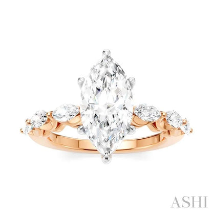 Marquise Shape Semi-Mount Diamond Engagement Ring