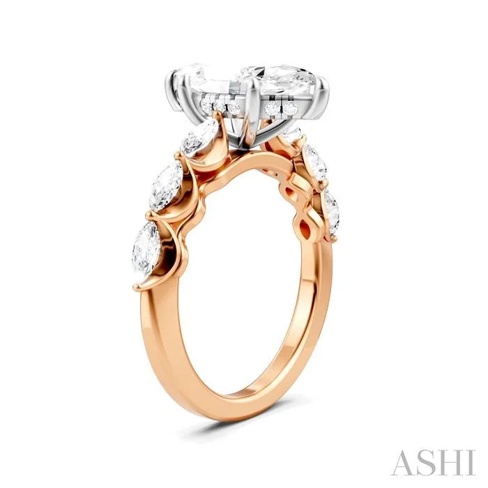 Marquise Shape Semi-Mount Diamond Engagement Ring
