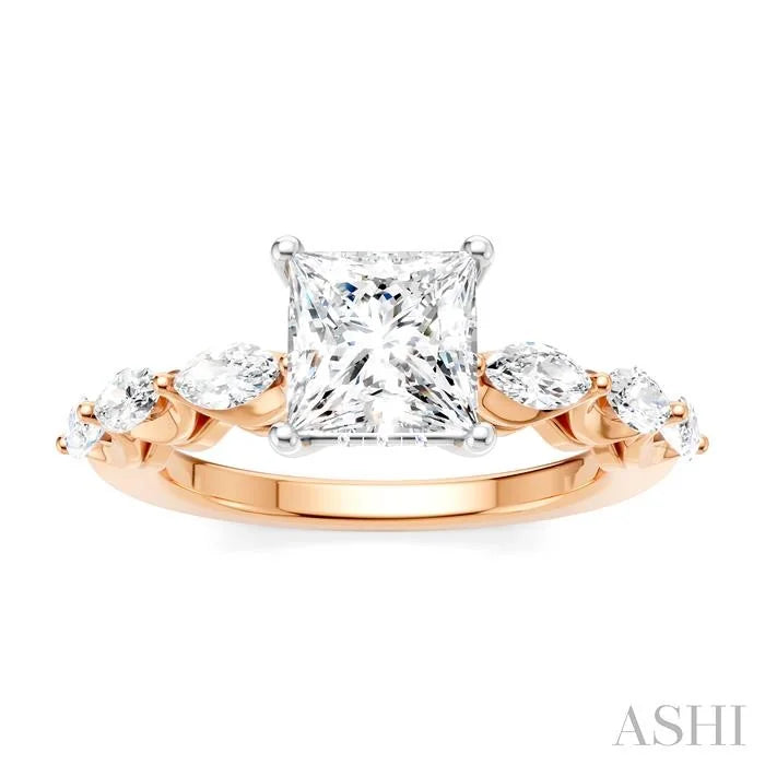 Princess Shape Semi-Mount Diamond Engagement Ring