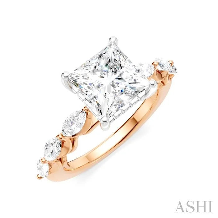 Princess Shape Semi-Mount Diamond Engagement Ring