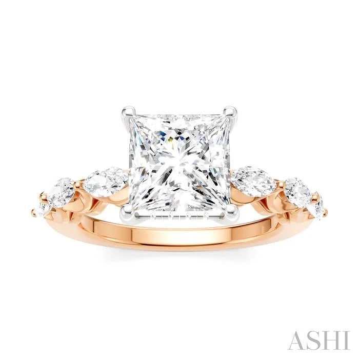 Princess Shape Semi-Mount Diamond Engagement Ring