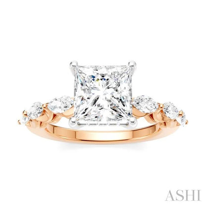 Princess Shape Semi-Mount Diamond Engagement Ring