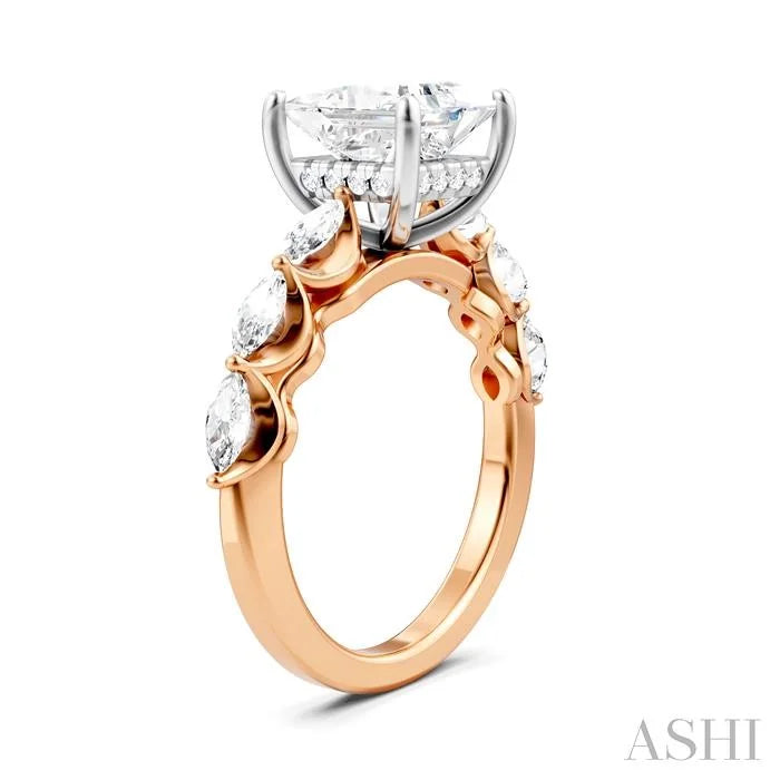 Princess Shape Semi-Mount Diamond Engagement Ring
