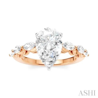 Pear Shape Semi-Mount Diamond Engagement Ring