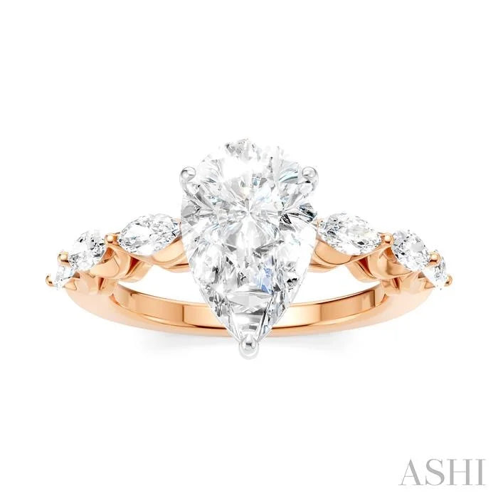 Pear Shape Semi-Mount Diamond Engagement Ring