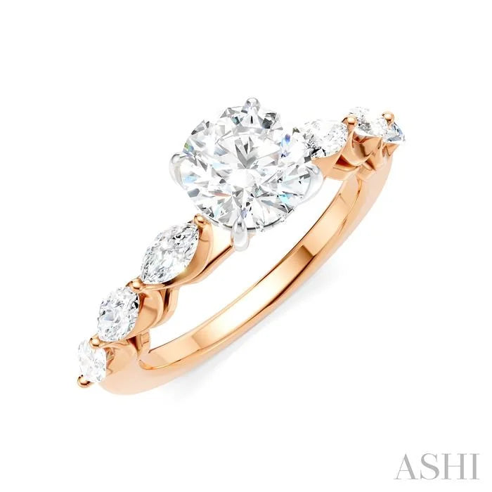 Round Shape Semi-Mount Diamond Engagement Ring