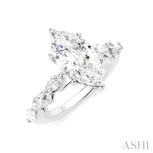 Marquise Shape Semi-Mount Diamond Engagement Ring