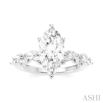 Marquise Shape Semi-Mount Diamond Engagement Ring