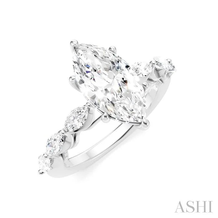 Marquise Shape Semi-Mount Diamond Engagement Ring