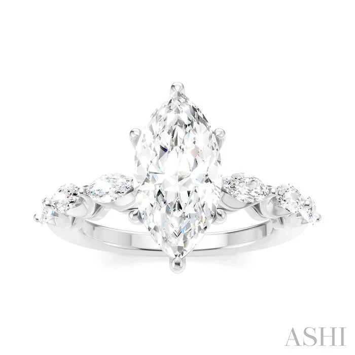 Marquise Shape Semi-Mount Diamond Engagement Ring