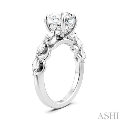 Round Shape Semi-Mount Diamond Engagement Ring