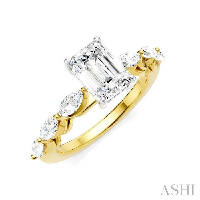 Emerald Shape Semi-Mount Diamond Engagement Ring