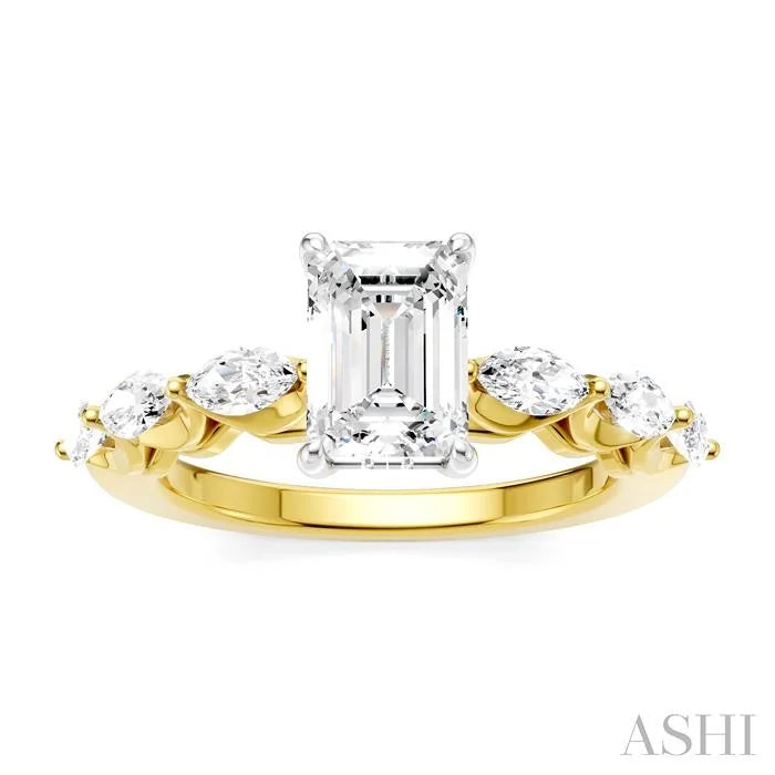 Emerald Shape Semi-Mount Diamond Engagement Ring