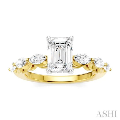 Emerald Shape Semi-Mount Diamond Engagement Ring