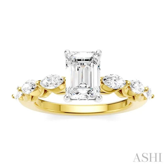 Emerald Shape Semi-Mount Diamond Engagement Ring