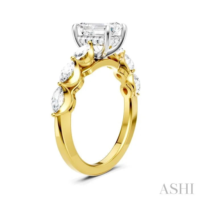 Emerald Shape Semi-Mount Diamond Engagement Ring