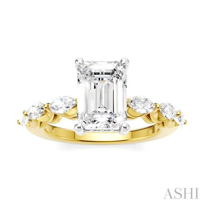 Emerald Shape Semi-Mount Diamond Engagement Ring