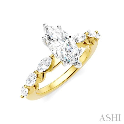 Marquise Shape Semi-Mount Diamond Engagement Ring