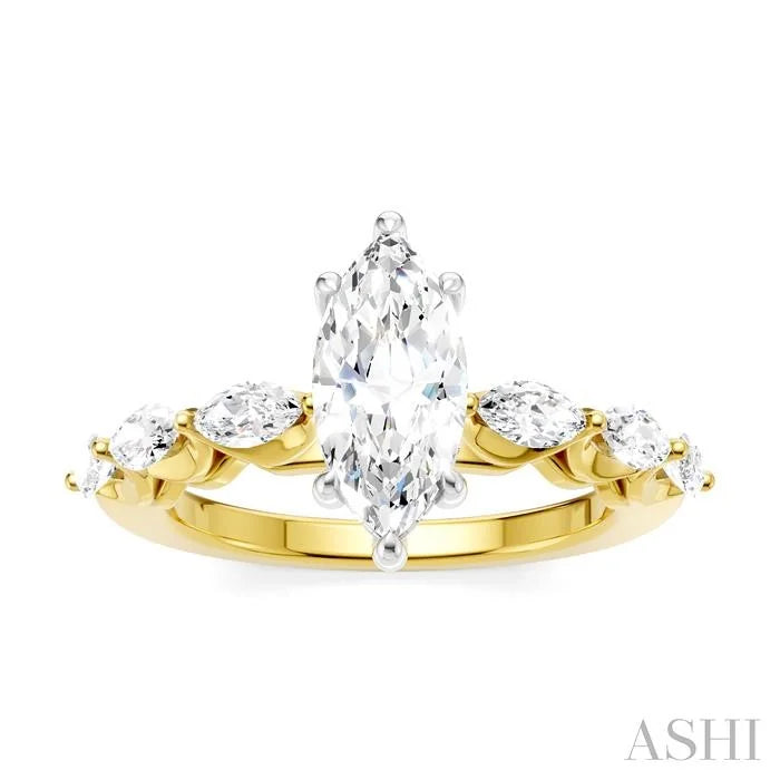 Marquise Shape Semi-Mount Diamond Engagement Ring