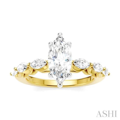 Marquise Shape Semi-Mount Diamond Engagement Ring