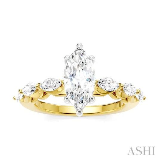 Marquise Shape Semi-Mount Diamond Engagement Ring