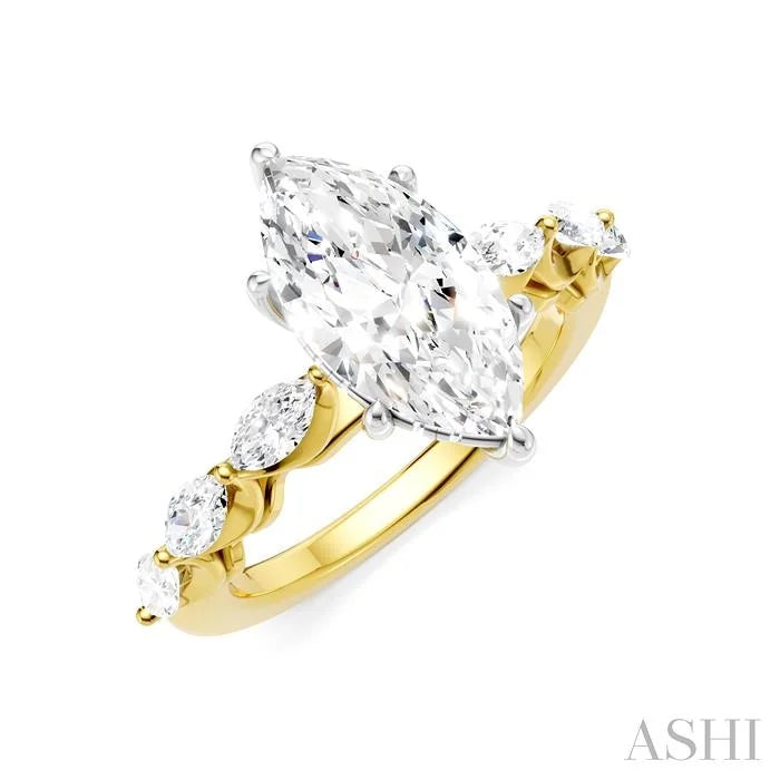 Marquise Shape Semi-Mount Diamond Engagement Ring