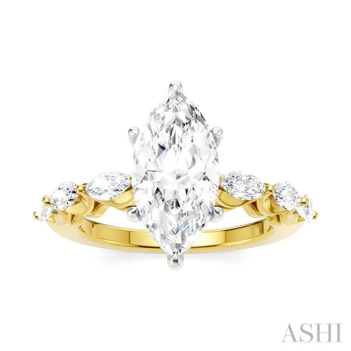 Marquise Shape Semi-Mount Diamond Engagement Ring