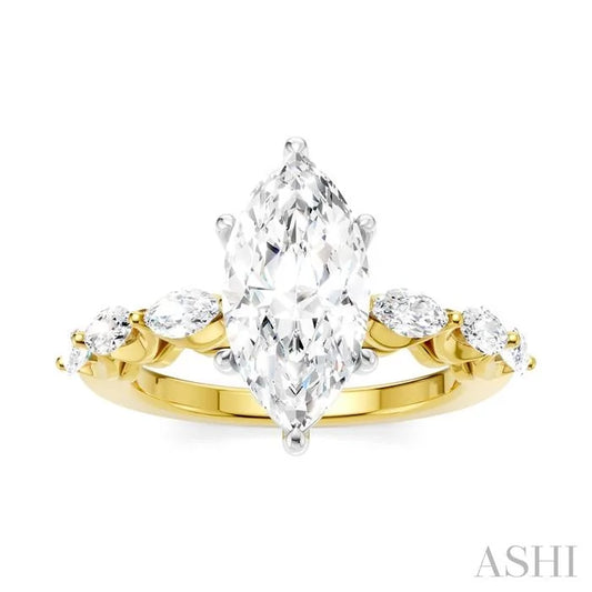 Marquise Shape Semi-Mount Diamond Engagement Ring