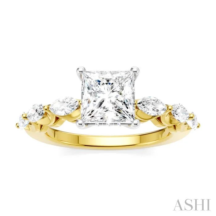 Princess Shape Semi-Mount Diamond Engagement Ring