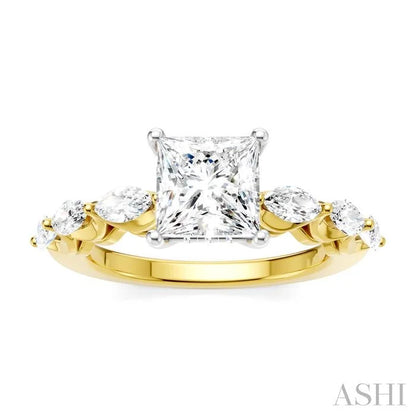 Princess Shape Semi-Mount Diamond Engagement Ring