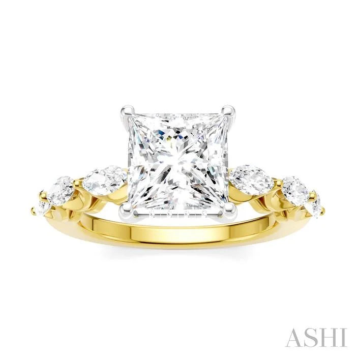 Princess Shape Semi-Mount Diamond Engagement Ring