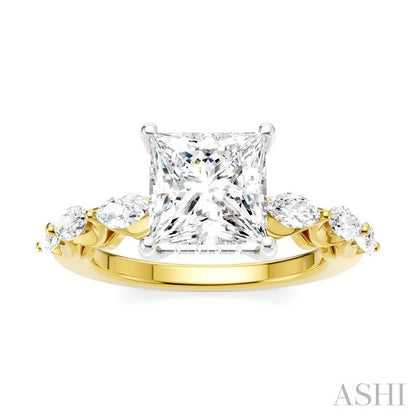 Princess Shape Semi-Mount Diamond Engagement Ring